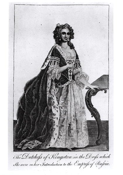 Księżna Kingston (1720-88) w sukni, którą nosiła na swoim Wprowadzeniu do cesarzowej Rosji autorstwa English School