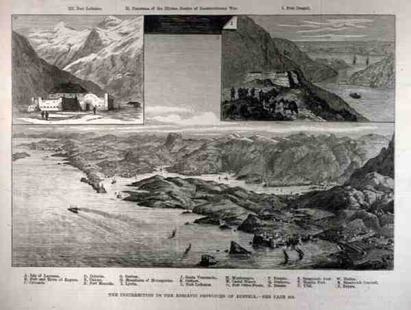 Powstanie w adriatyckich prowincjach Austrii, z The Illustrated London News, 1 kwietnia 1882 r autorstwa English School