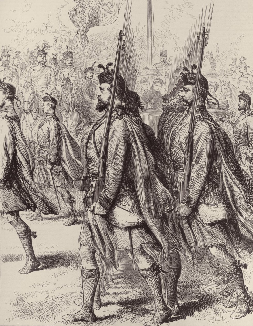 The London Scottish Volunteers, z The Illustrated London News, 7 września 1881 r. autorstwa English School