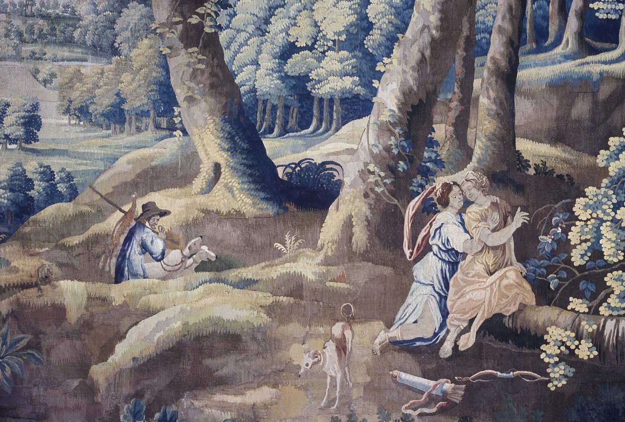 Fragment sceny z serii gobelinów Life at Country Mansion (tekstylia) (zob. także 1275718) autorstwa Flemish School