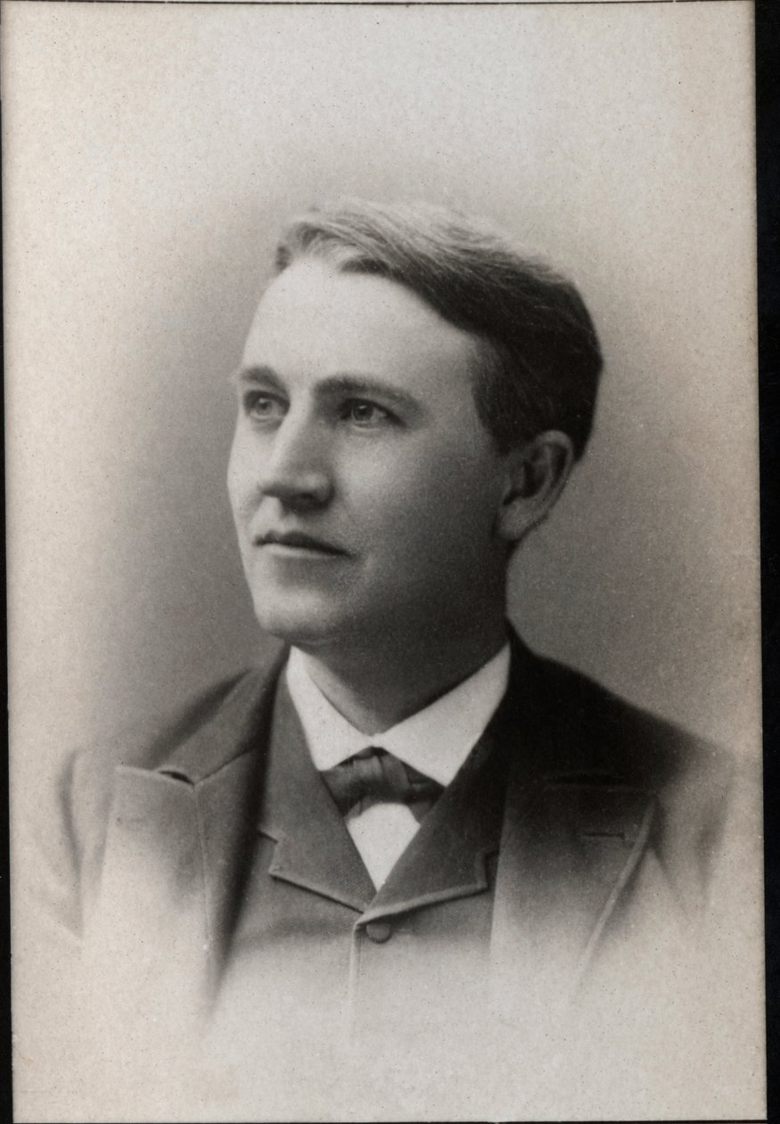 Portret Thomasa Edisona (1847-1931), amerykańskiego fizyka. autorstwa French Photographer