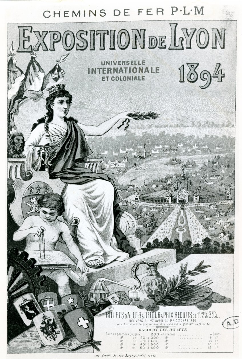Ogłoszenie na wystawę w Lyonie, 1894 autorstwa French School