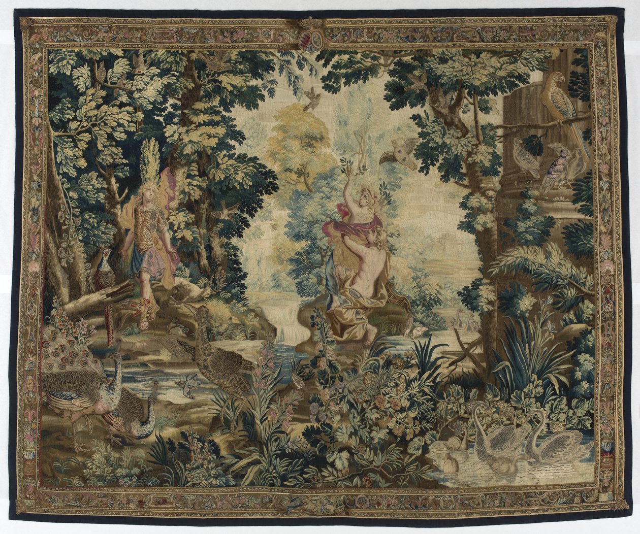 Apollo i Daphne, Manufaktura Beauvais (wełna, jedwab i srebrna nić) autorstwa French School