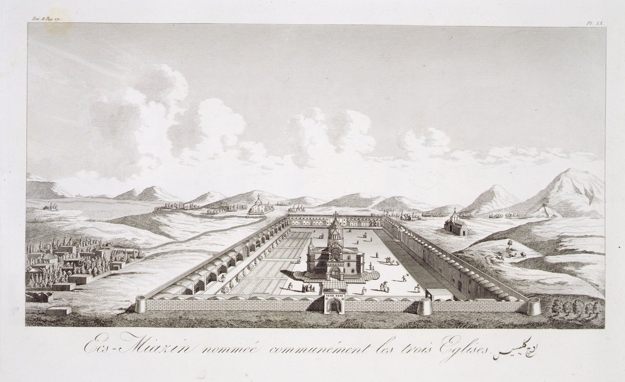 Echsmiazin, znany jako Trzy Kościoły, z Voyages du Chevalier Chardin en Perse, et en autres Lieux d