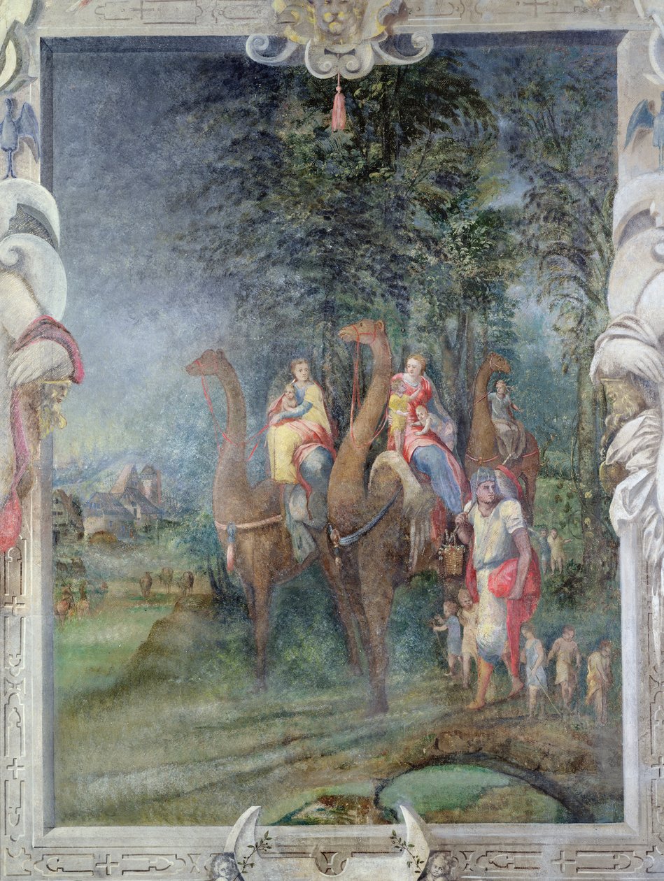 Scena Exodusu na kominie w pokoju Madeleine de Savoie, Chateau dEcouen autorstwa French School