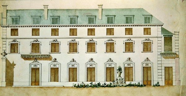 Fasada domu przy rue Fortunee, kupionego przez Honore de Balzaca (1799-1850) w 1847 roku (wc na papierze) autorstwa French School