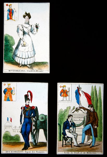 Cztery karty do gry upamiętniające bohaterów lipca 1830, 1831 autorstwa French School