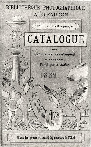 Przednia okładka Katalogu Dokumentów Artystycznych w Fotografii wydanego przez Bibliotheque Photographie Giraudon, 1889 autorstwa French School