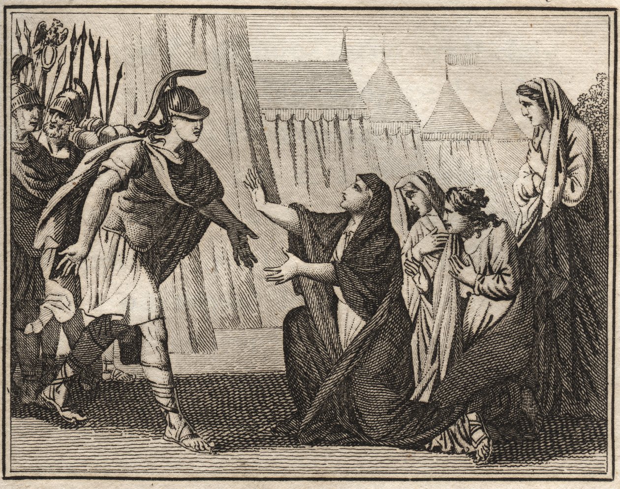Gaius Marcius (Caius Marcius) Coriolanus i jego matka Veturia (488 pne). autorstwa French School