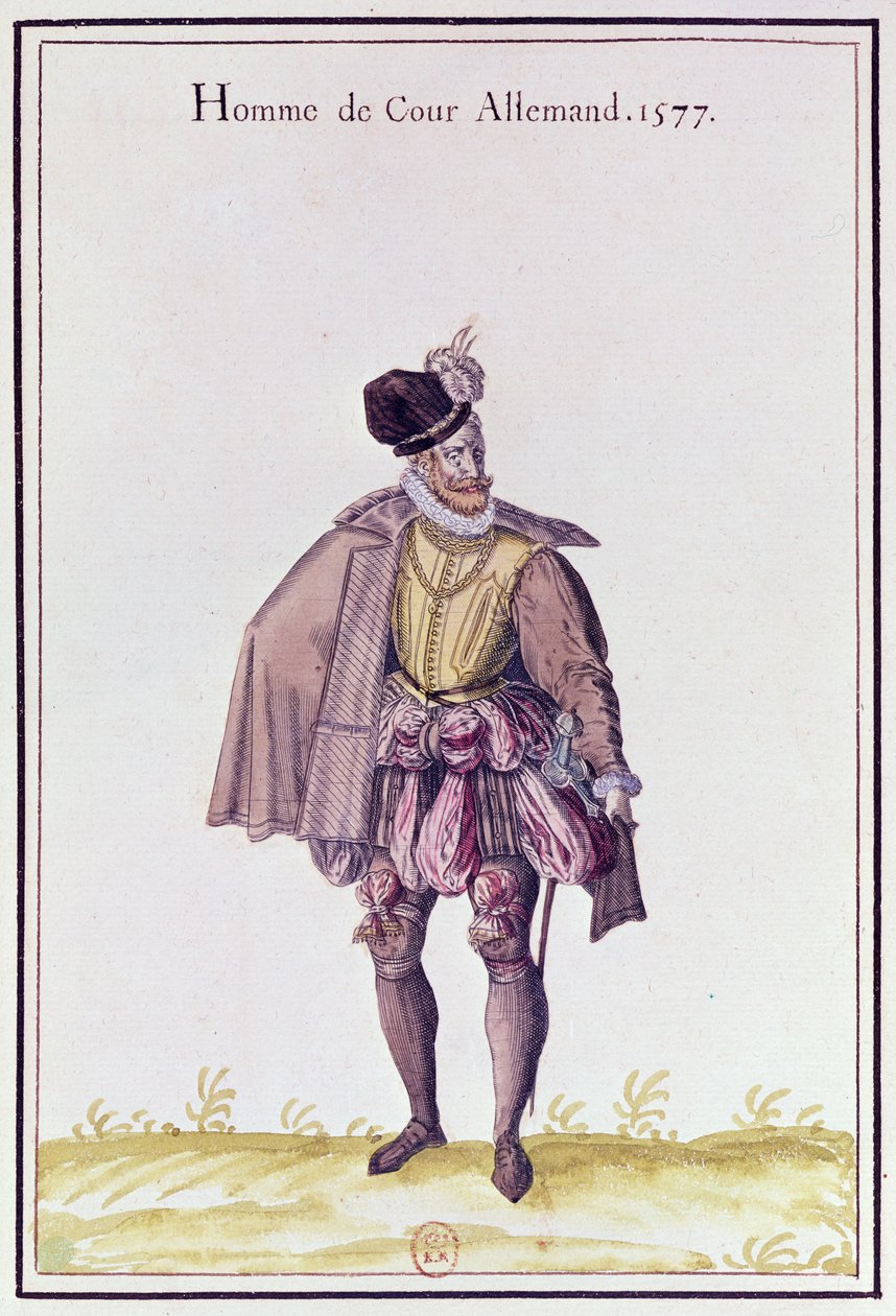 Niemiecki dworzanin, 1577 (kolor grawerowany) autorstwa French School