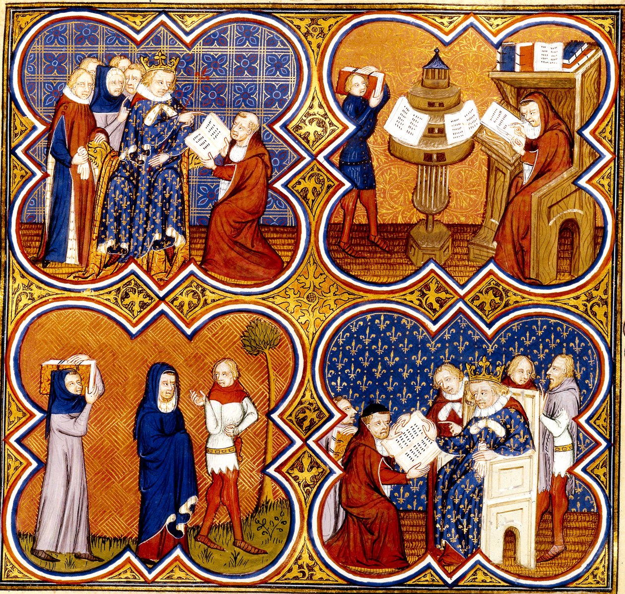 Аристотелийн орчуулгын зураг, өнгөлсөн 1380-90 autorstwa French School