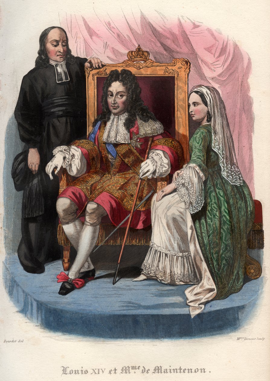 Ludwik XIV (1638-1715) i Francoise dAubigne, markiza de Maintenon (1635-1719) autorstwa French School