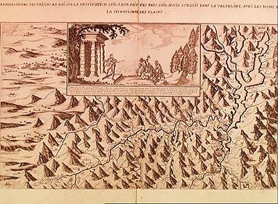 Mapa Valteline, zwrócona Szwajcarom przez Ludwika XIII (1601-43), króla Francji i Nawarry, 1626 autorstwa French School