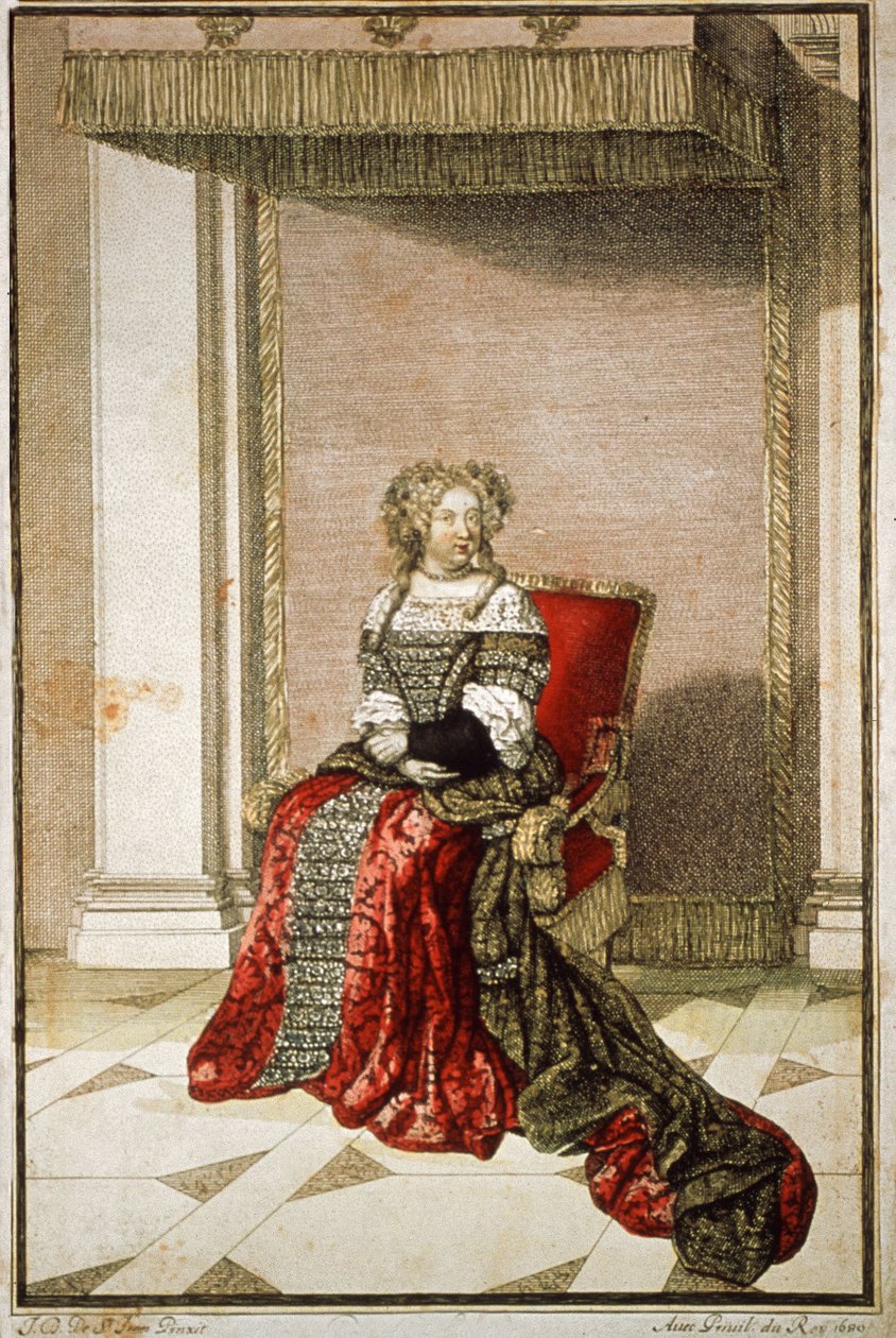 Maria Teresa z Austrii, 1680 (kolor grawerowany) autorstwa French School