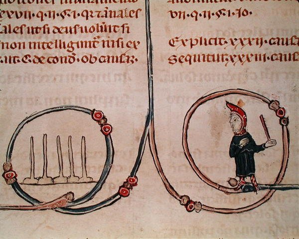 Ms 372 fol.181v Człowiek grający w kręgle, z Decrets de Gratien autorstwa French School