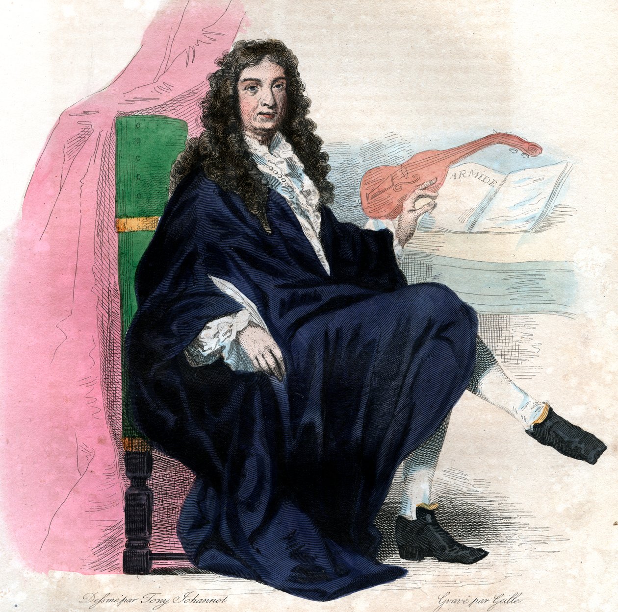 Portret Jeana Baptiste Lully (1632-1687), francuskiego kompozytora. autorstwa French School