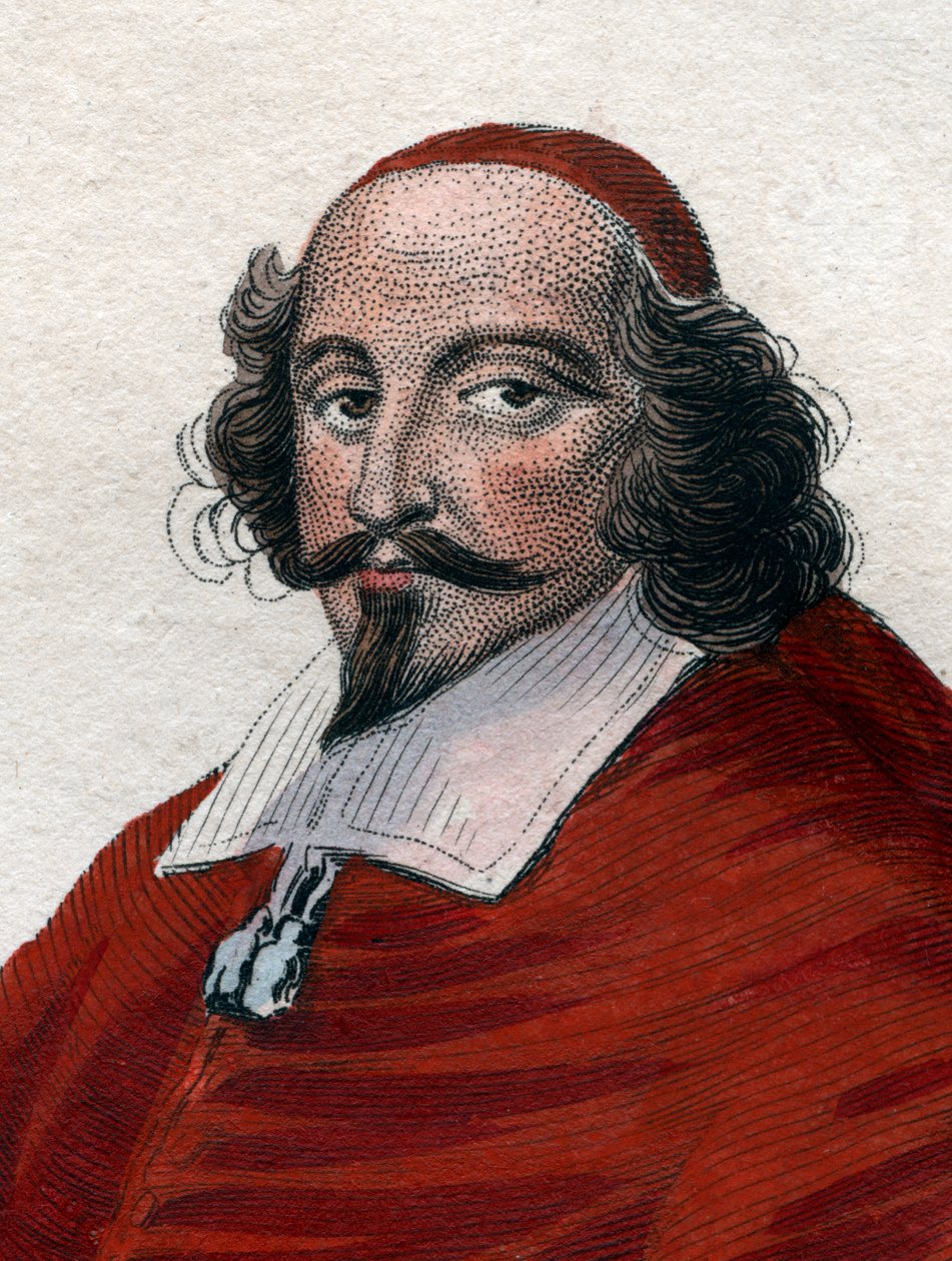 Portret Julesa Mazarina (1602-1661), francuskiego kardynała włoskiego, dyplomaty i polityka. autorstwa French School