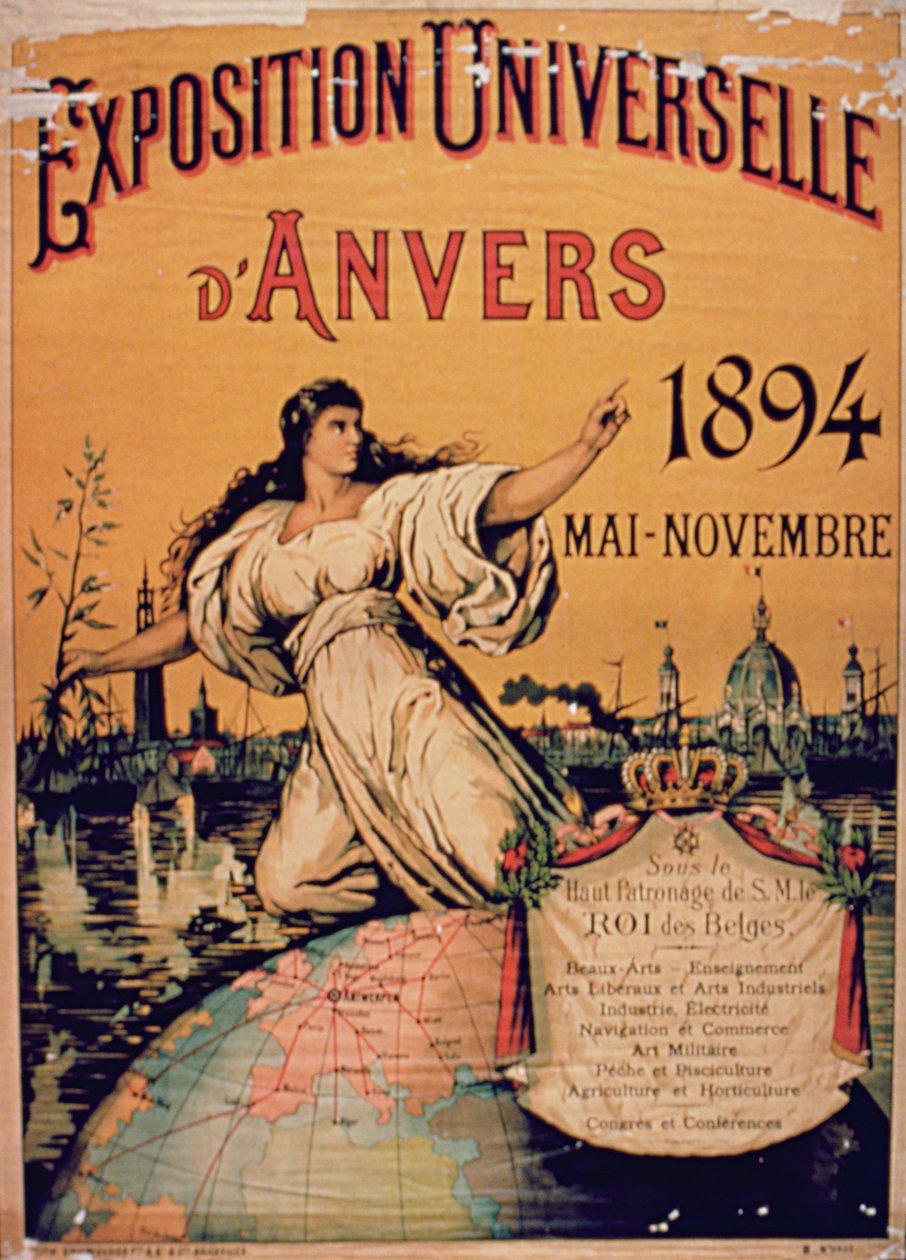 Plakat na Wystawę Powszechną w Antwerpii, maj-listopad 1894 autorstwa French School
