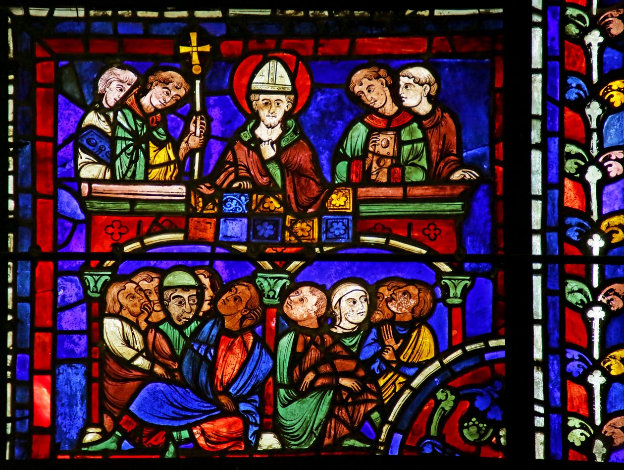 Pamokslavimas, scena iš Šv. Martyno gyvenimo, Chartres Cathedral poli autorstwa French School