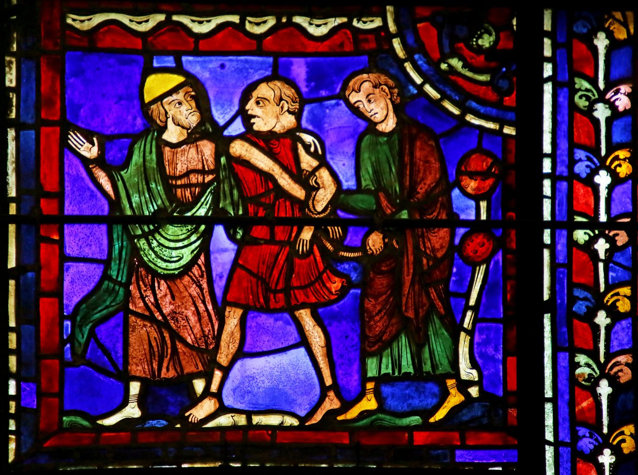 Scena z życia św. Marcina, katedra w Chartres autorstwa French School