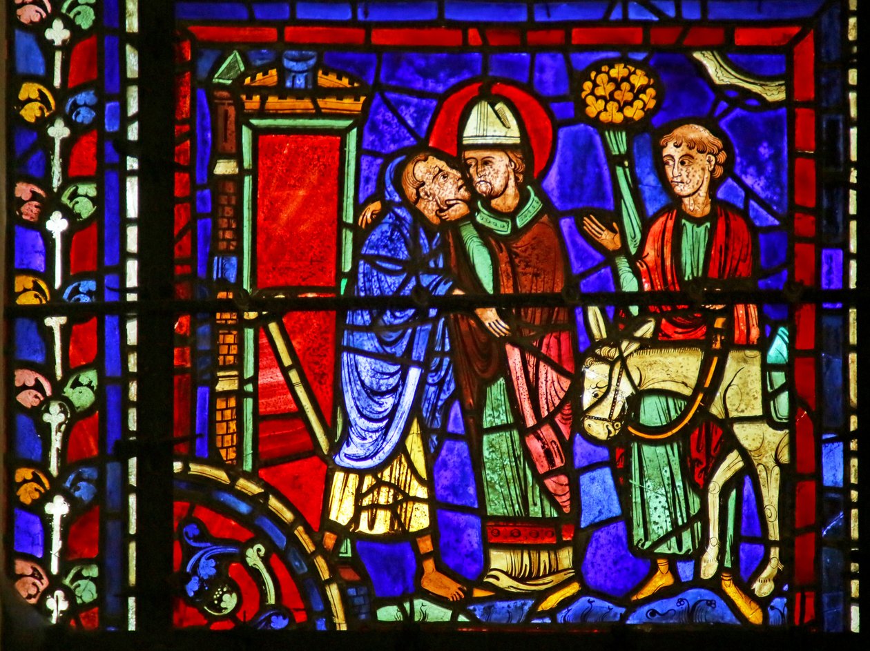 Scena iš Šv. Martyno gyvenimo, Chartres Cathedral poli autorstwa French School