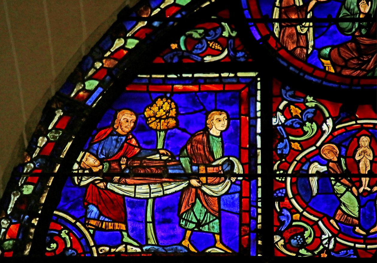 Scena iš Šv. Martyno gyvenimo, Chartres Cathedral poli autorstwa French School