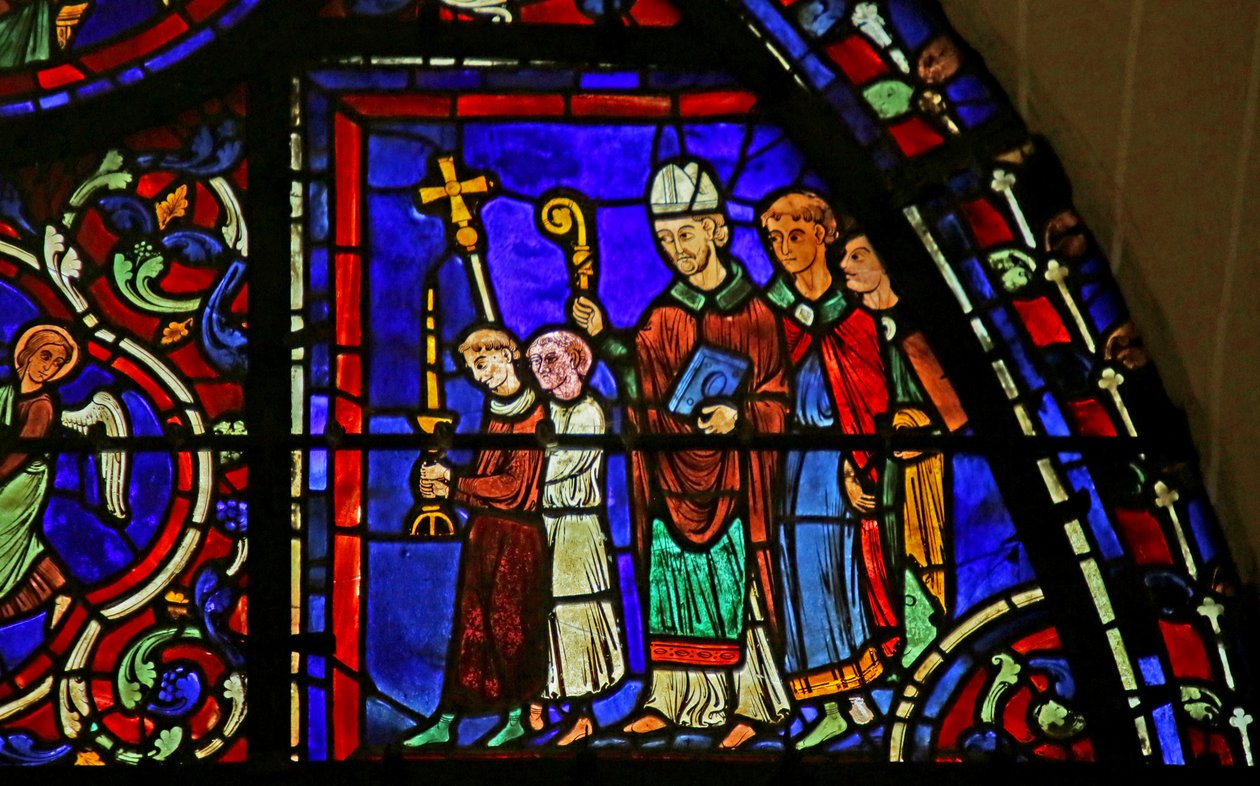 Scena iš Šv. Martyno gyvenimo, Chartres Cathedral poli autorstwa French School