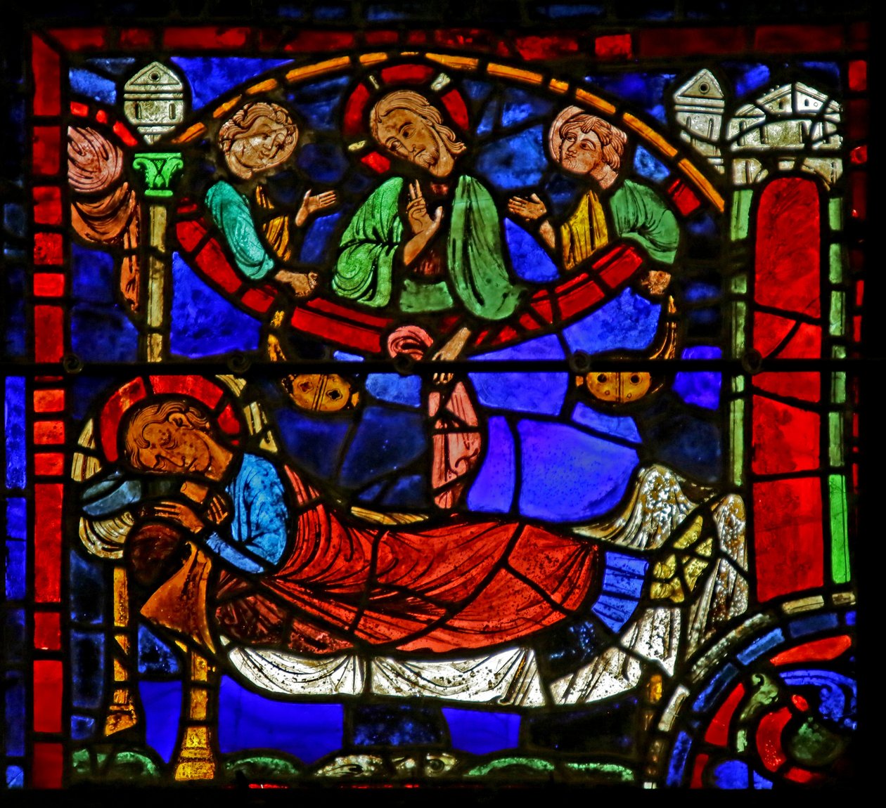 Scena iš Šv. Martyno gyvenimo, Chartres Cathedral poli autorstwa French School