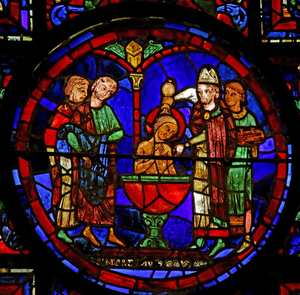 Scena iš Šv. Martyno gyvenimo, Chartres Cathedral poli autorstwa French School