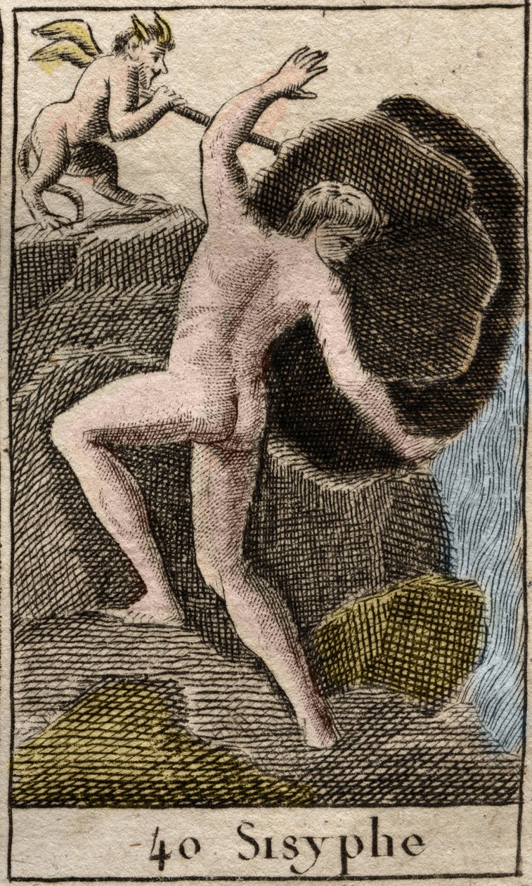 Syzyf, ilustracja z Mitologii młodości, 1803 autorstwa French School