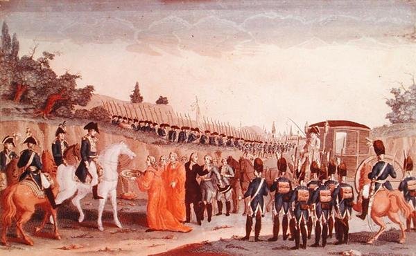 Berlińscy sędziowie przekazują klucze do miasta Napoleonowi, 1807 autorstwa French School