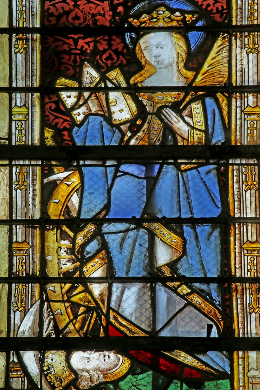 Okno przedstawiające św. Katarzynę z kołem i deptanie cesarza, 1470-1500 autorstwa French School