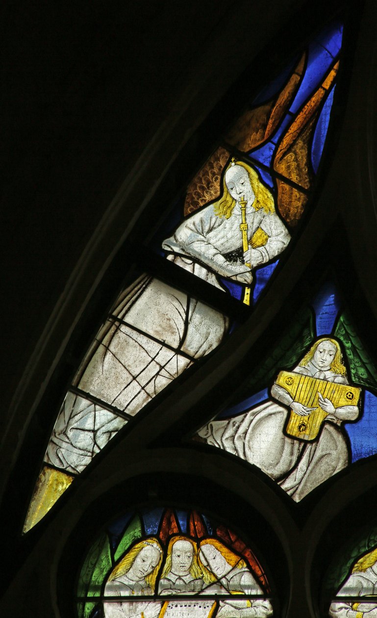 Okno przedstawiające muzyczne anioły, 1500-10 autorstwa French School