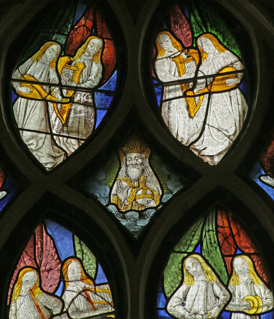 Langas, vaizduojantis muzikinius angelus, apie 1500-1 poli autorstwa French School