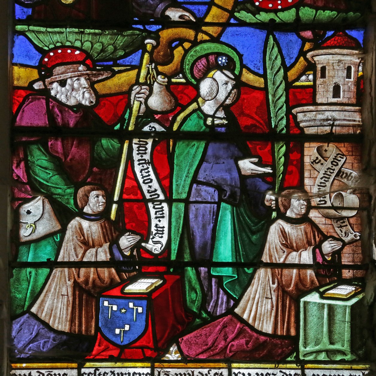 Okno przedstawiające Drzewo Jessego: Jacques Prénel i Barbe Laurendel ze św. Jakubem i św. Barbarą autorstwa French School