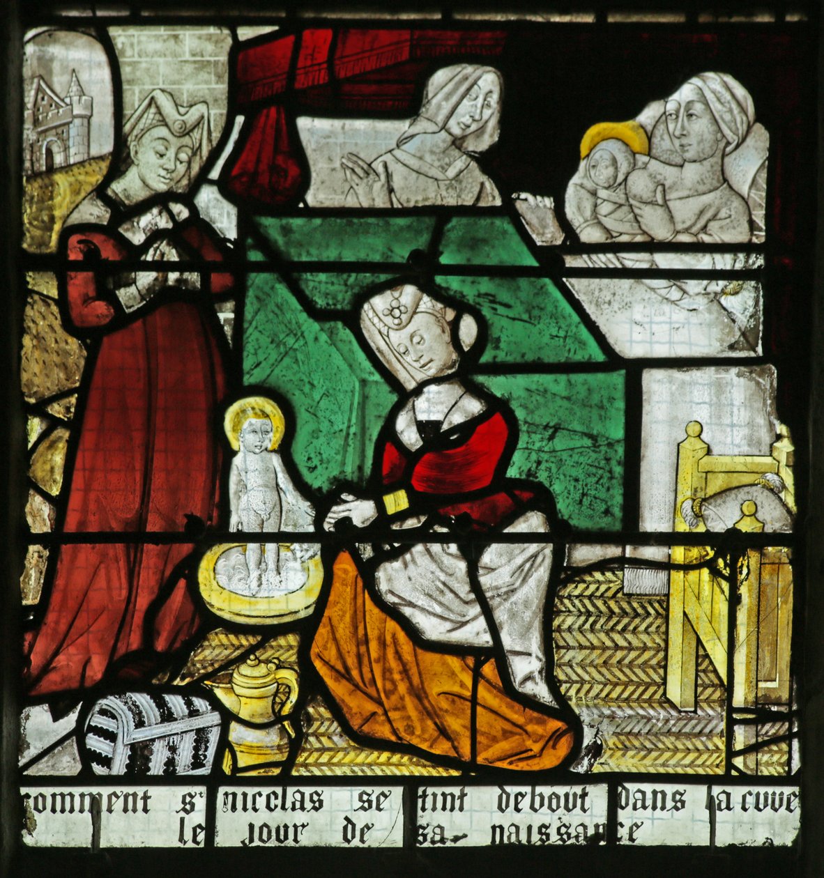 Okno przedstawiające narodziny św. Mikołaja, 1460-70 autorstwa French School