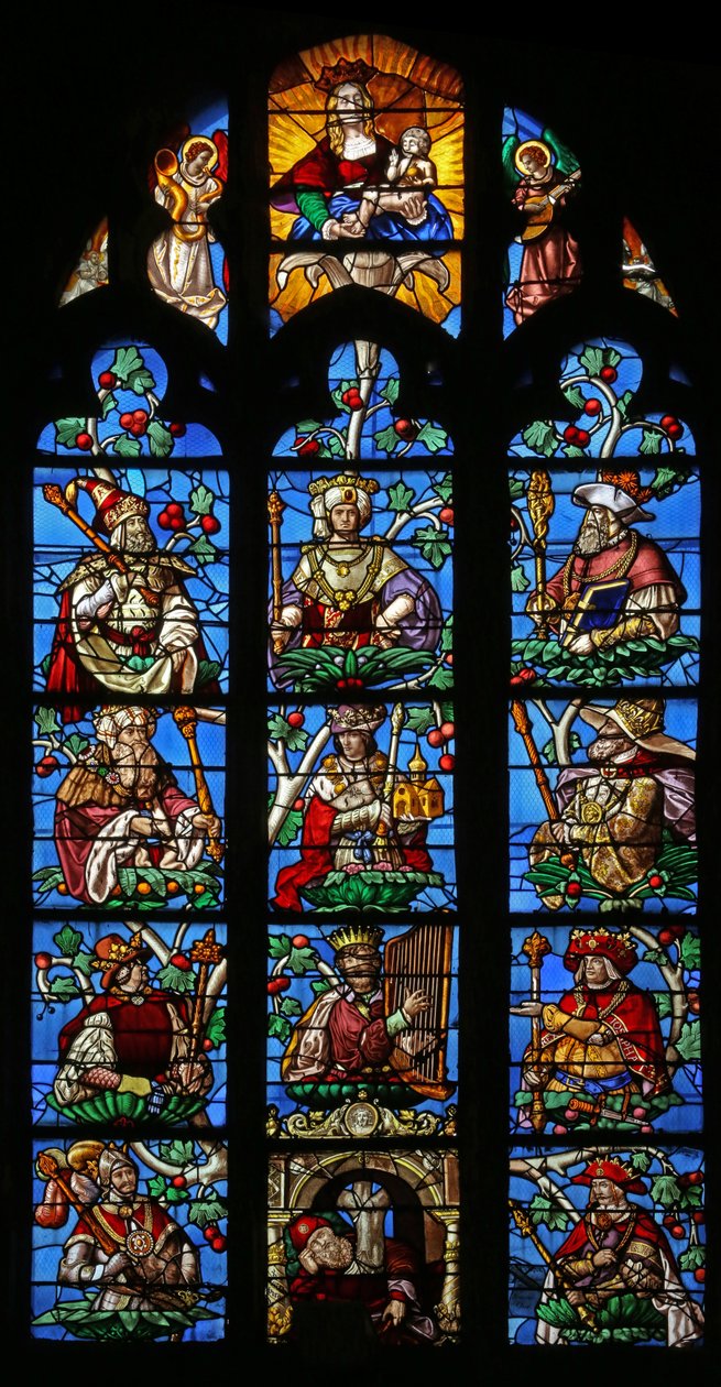 Okno przedstawiające Drzewo Jessego (w większości współczesne) autorstwa French School
