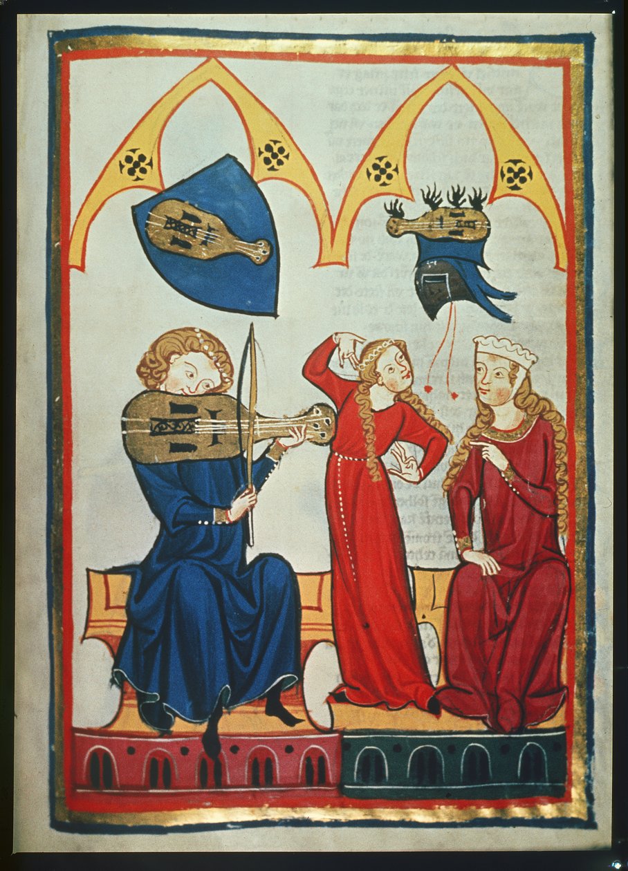 Skrzypek z Codex Manesse, ok. 1300-40 (pergamin) autorstwa German School