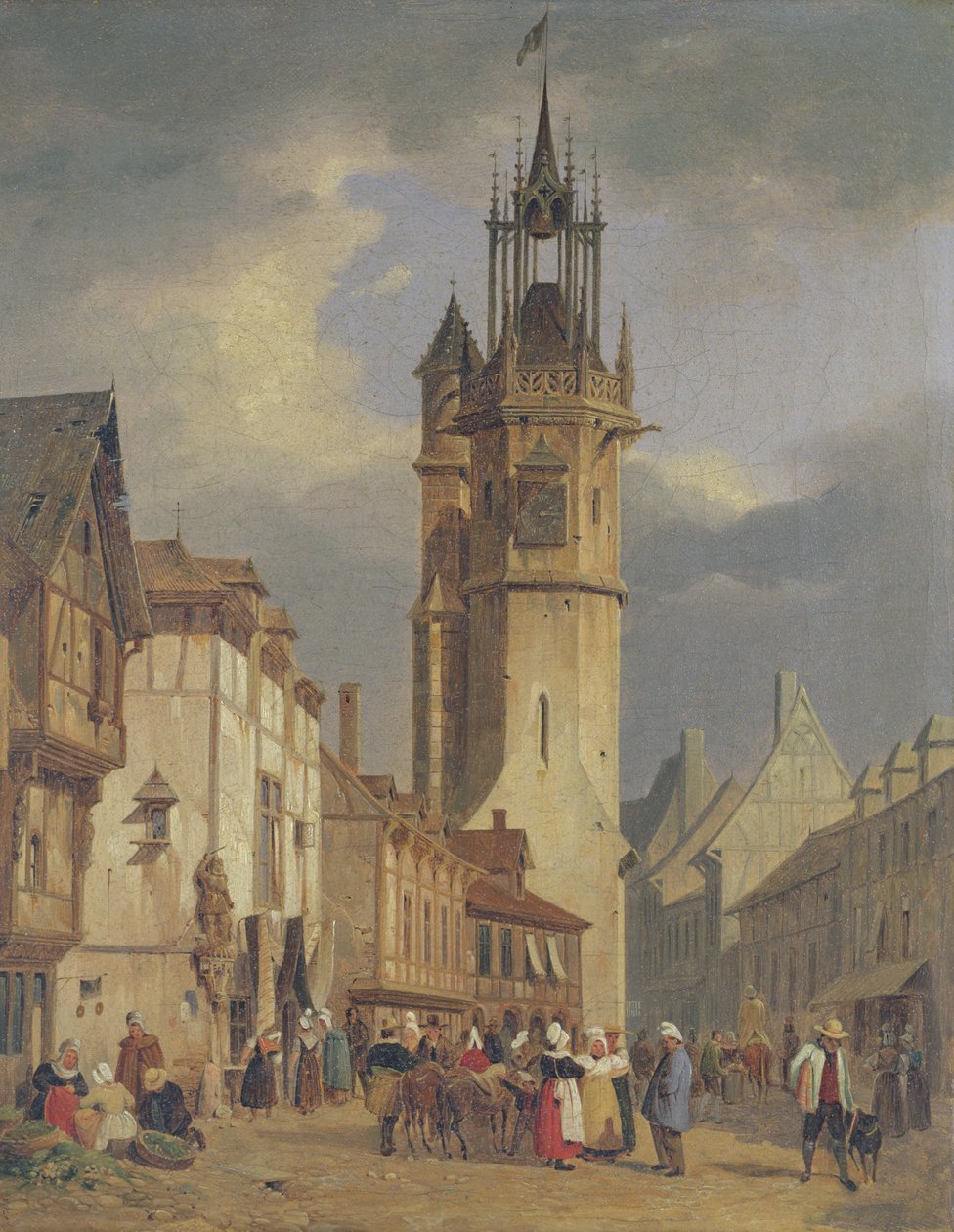 Francuska scena miejska z dzwonnicą autorstwa German School