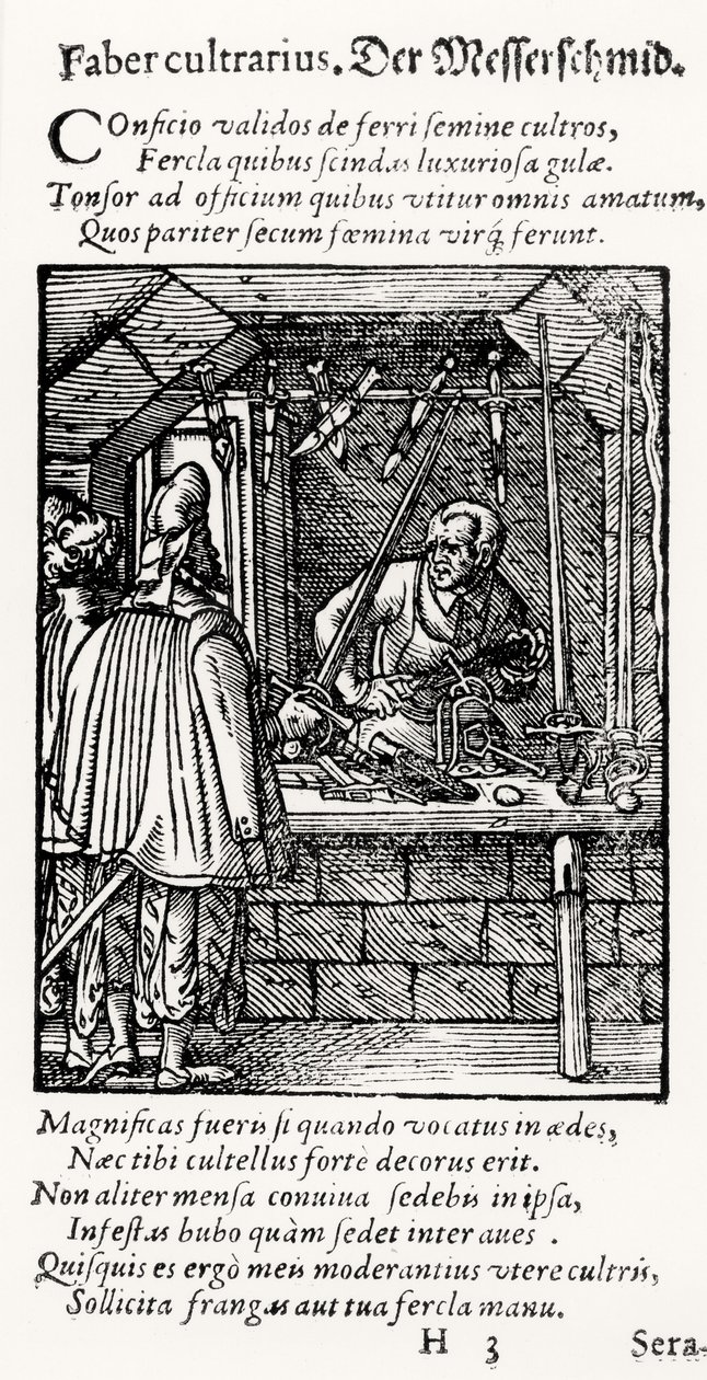 The Knife Maker, wyd. Hartman Schopper autorstwa German School
