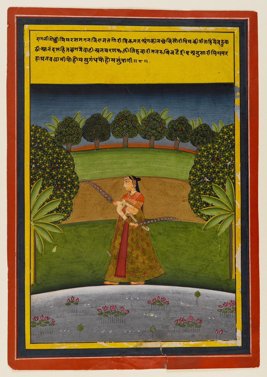 Nayika czeka na kochanka, ok. 1700-25 (wc na papierze) autorstwa Indian School