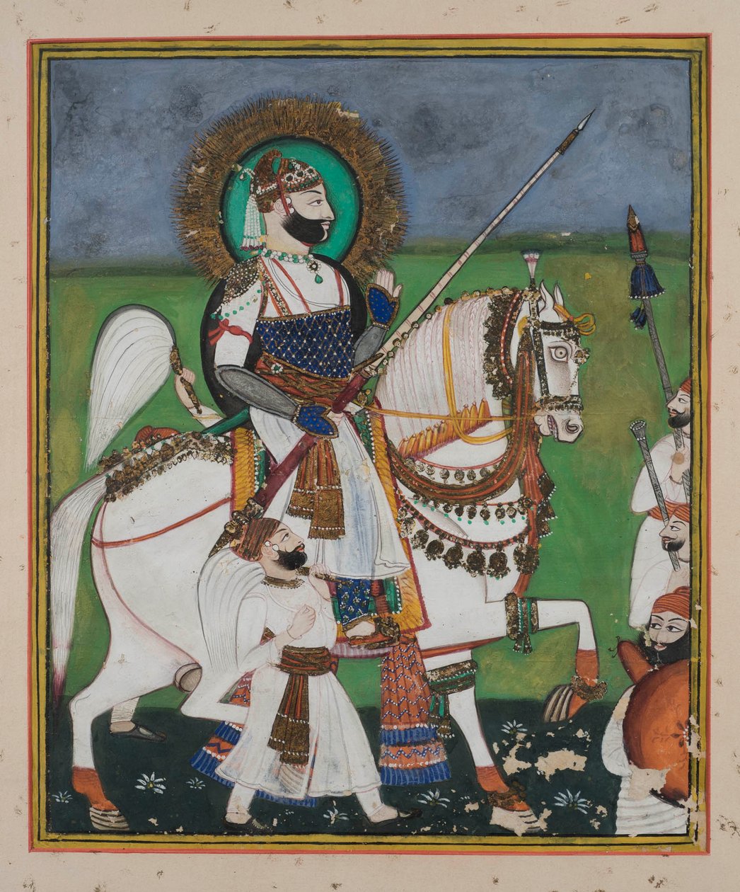 Maharao Chatter Sal of Kotah (gwasz na papierze, złota ozdoba) autorstwa Indian School