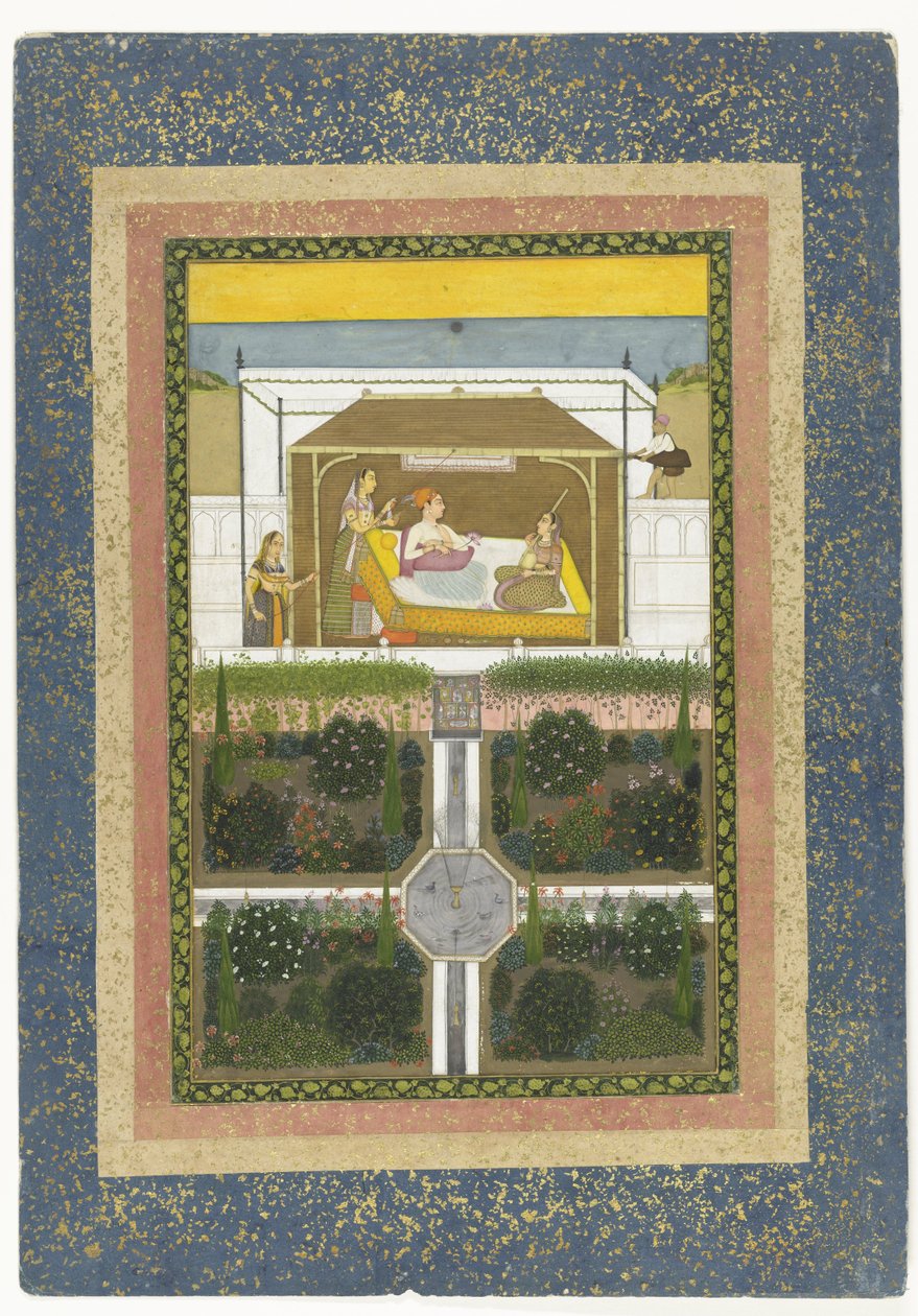 Książę w ogrodzie, ok. 1775-99 (pędzel na papierze) autorstwa Indian School