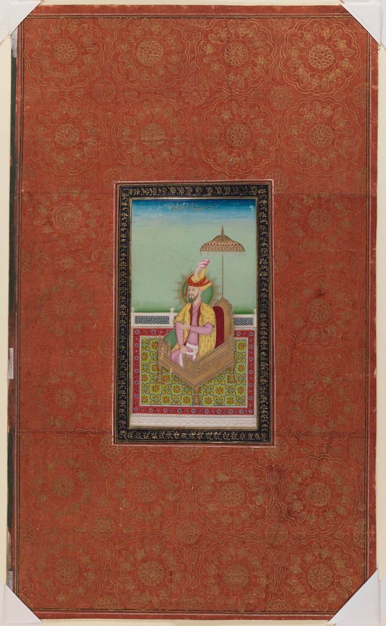 Sułtan Muhammad, syn Mirana Szacha, 1875-1900 (nieprzezroczysta toaleta i złoto na papierze) autorstwa Indian School