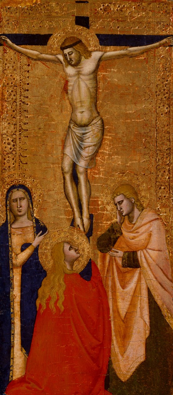 Chrystus na krzyżu z Dziewicą, Św. Janem i Św. 1360-1380 (tempera i złoty liść na drewnie) autorstwa Italian School