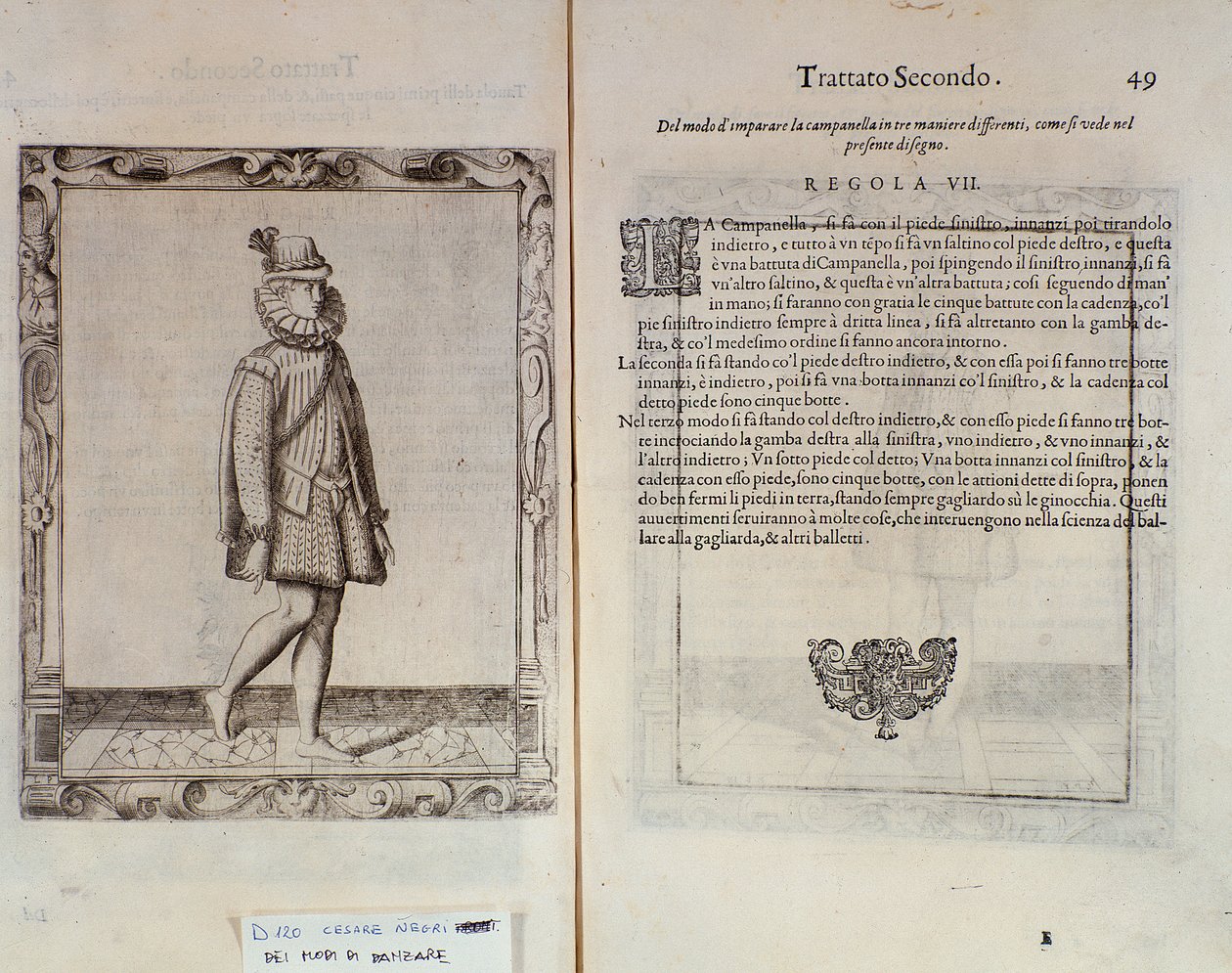 Jak tańczyć Campanella Podwójna strona Le Gratie dAmore (Le Grazie dAmore) włoskiego tancerza Cesare Negri pt. Il Trombone (1536-1604), traktat o tańcu autorstwa Italian School