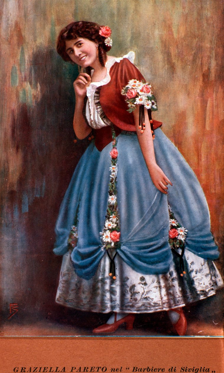Portret hiszpańskiej piosenkarki, Graziella Pareto w Cyruliku sewilskim, autorstwa Gioachino Rossiniego autorstwa Italian School