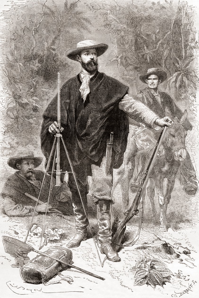 Édouard François André podczas swojej wyprawy botanicznej u podnóża Andów w latach 1875-76 autorstwa Spanish School