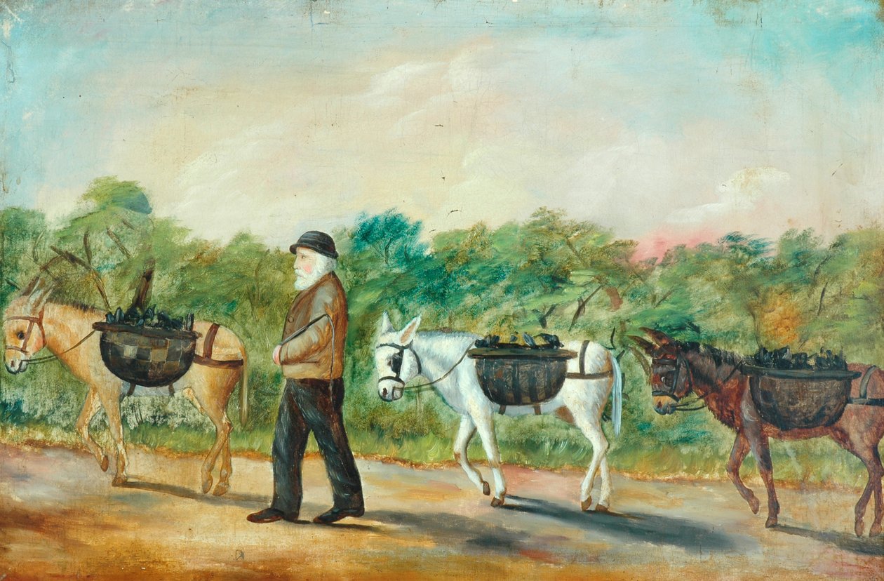 Transport węgla do Shibden Valley, 1880 (obraz olejny) autorstwa Unknown