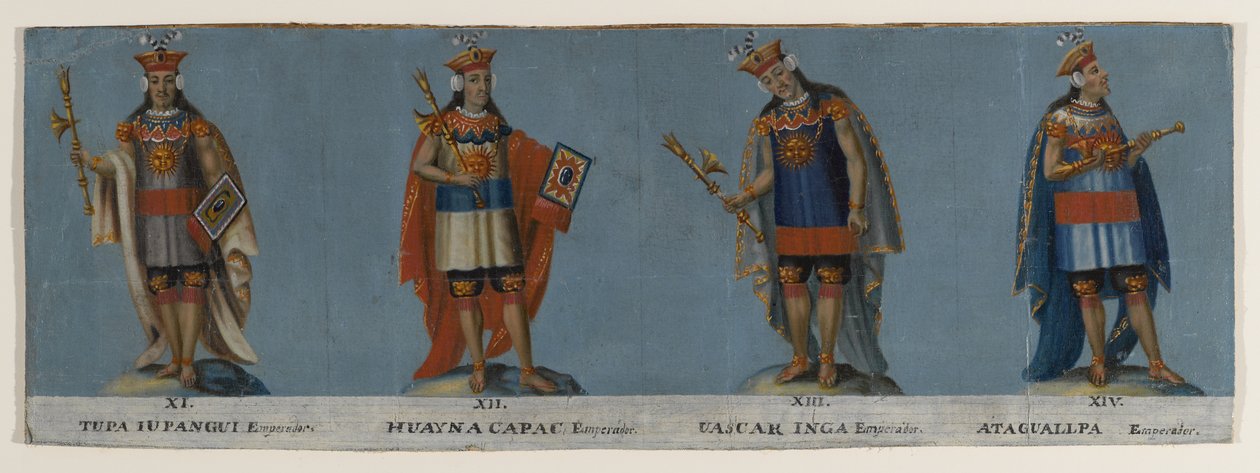 Czterech królów Inków: Tupac Yupanqui, Huayna Capac, Huascar Inca, Atahuallpa, początek XIX wieku autorstwa Unknown